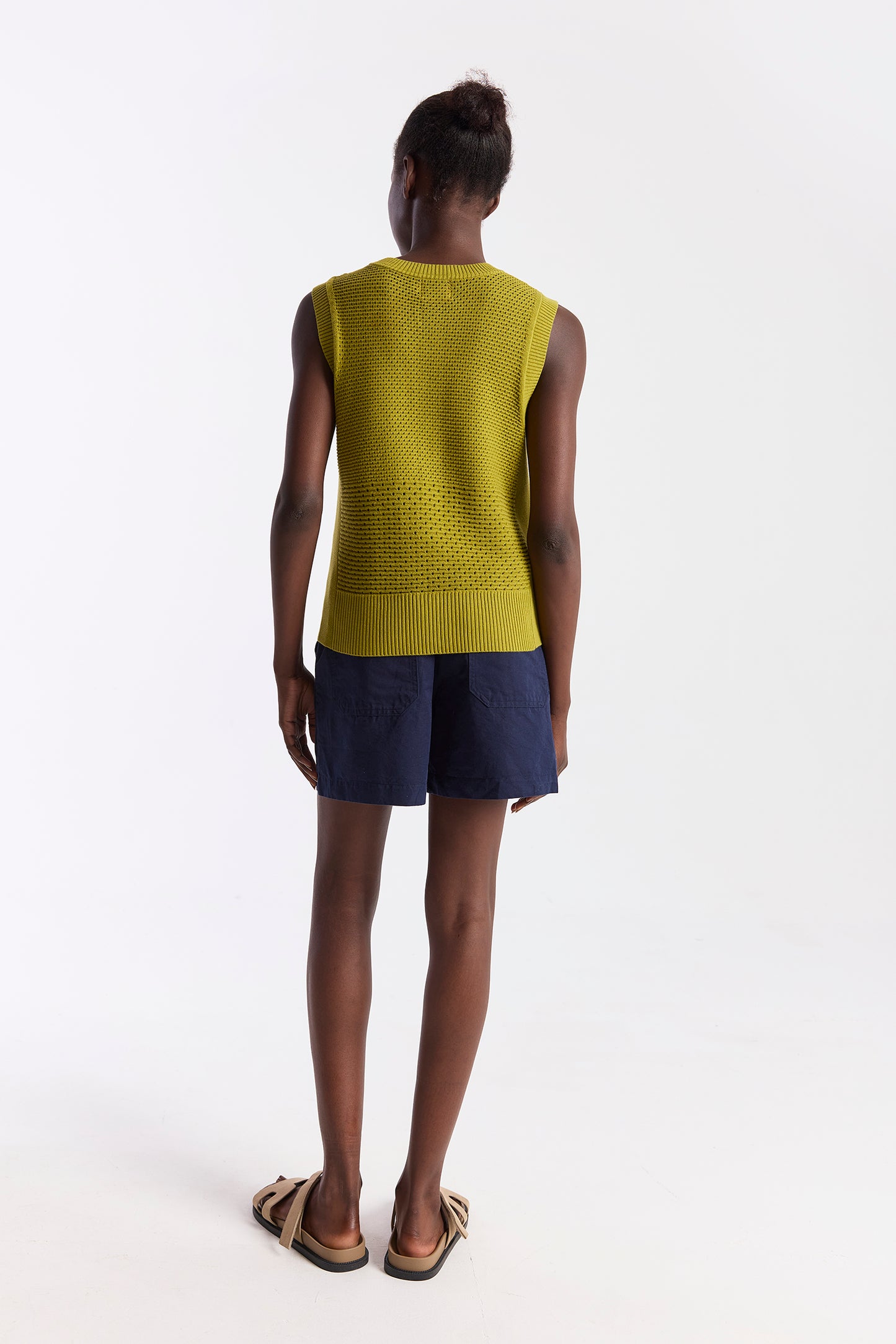 Mix Pointelle Tank Top - Olive Oil