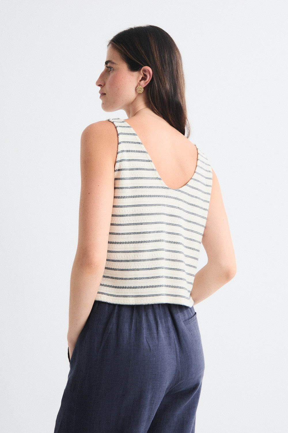 Elaine Stripe V-neck Sleeveless Top