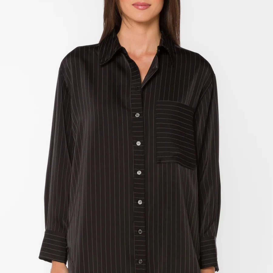 Sutton Pinstriped Shirt - Black