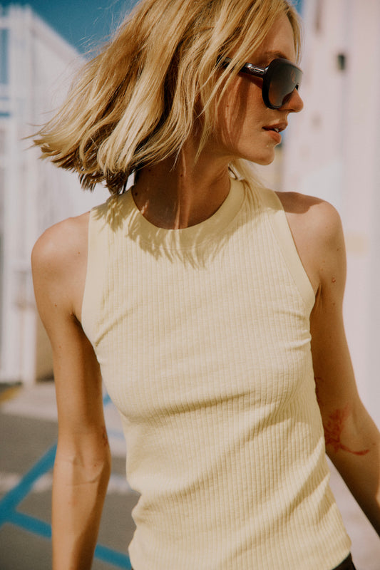 Player Racerback Rib Tank - Butter Yellow