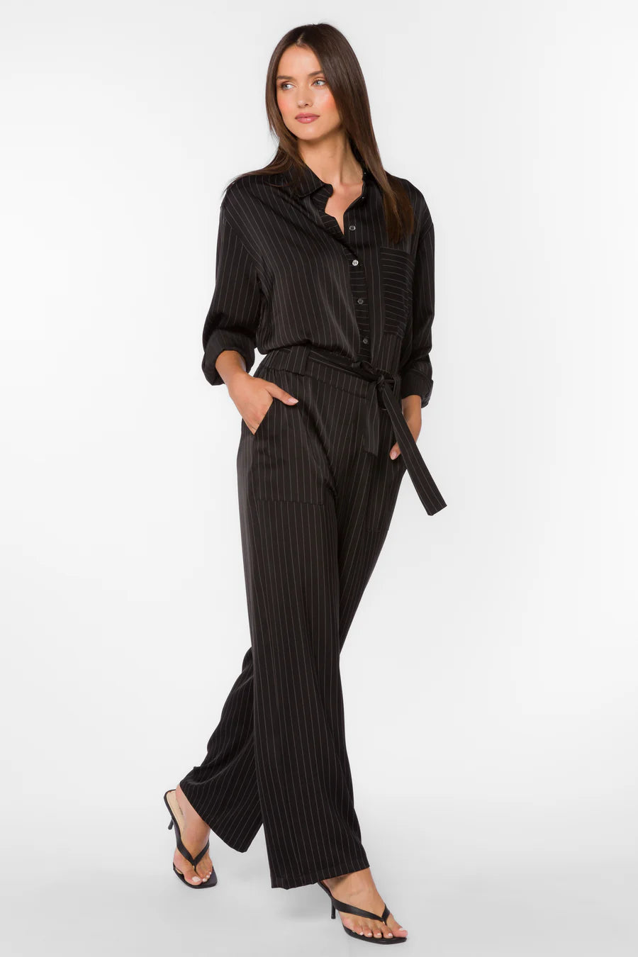 Sutton Pinstriped Shirt - Black