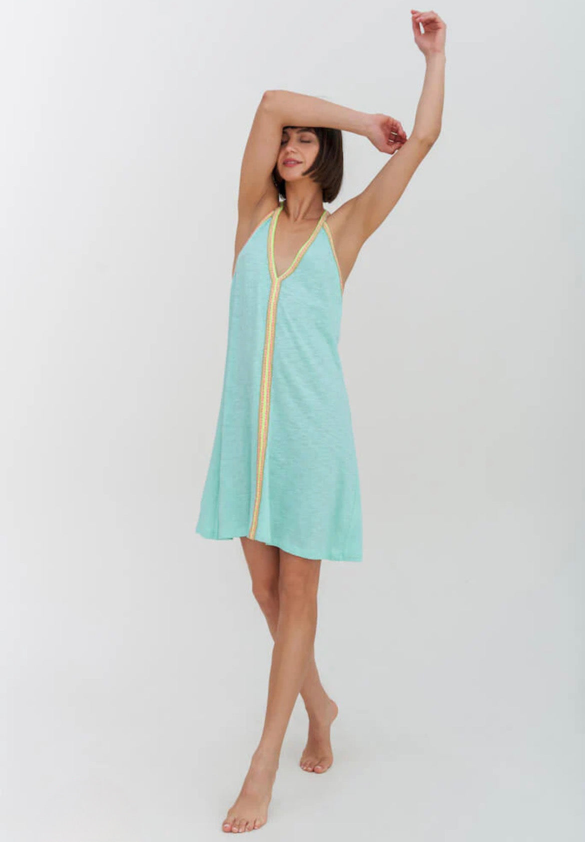 Pima Mini Sundress - Turquoise