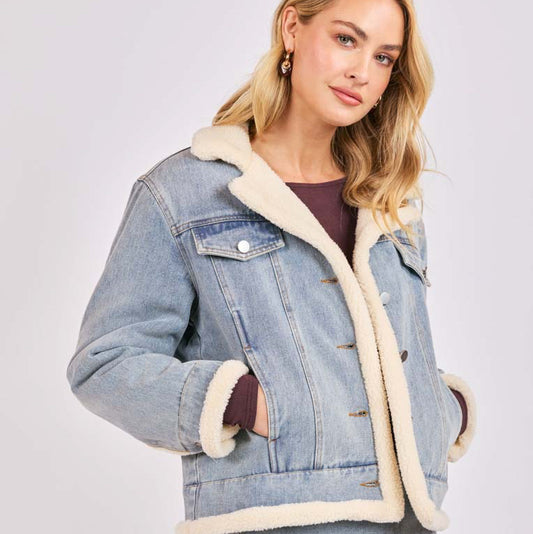 Metropolis Denim Jacket Faux Shearling
