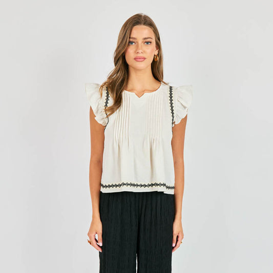 Memory Lane Ruffle Top - White