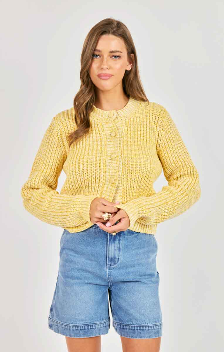 Sunroof Tulip Hem Cardi - Lemon Ivory