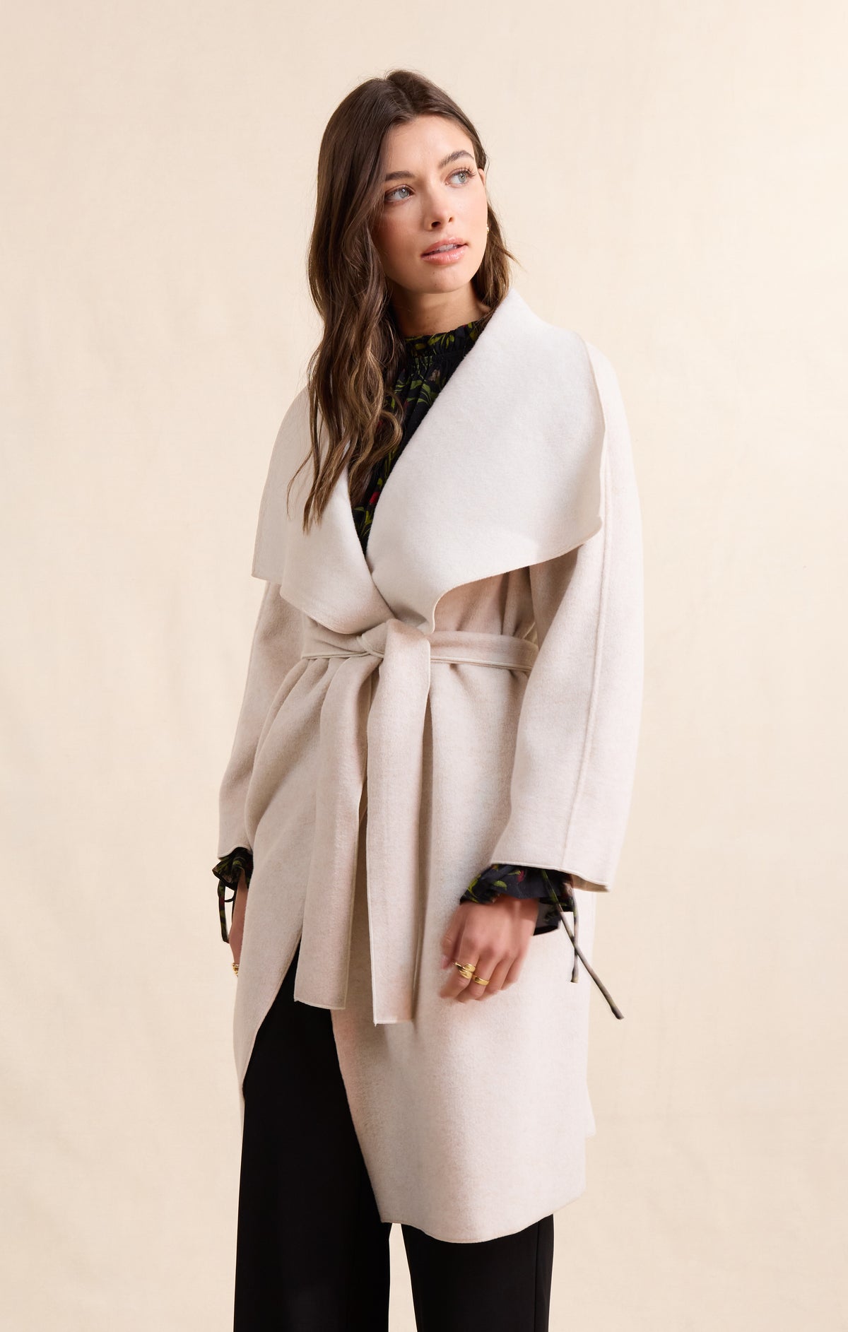 Adley Belted Wrap Coat - Beige
