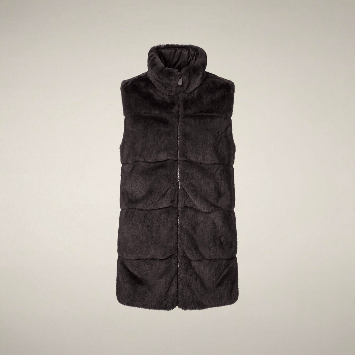 Nives Reversible Faux Fur Puffer Vest - Brown Black