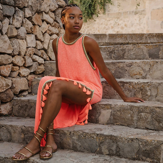Tassel Slit Dress - Watermelon