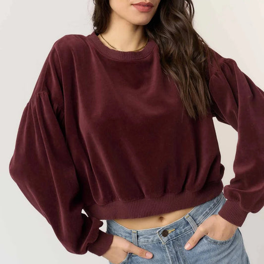 Jewel Velour Sweatshirt - Burgundy