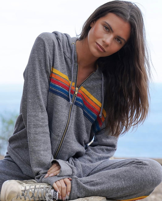 5 Stripe Hoodie - Heather Grey