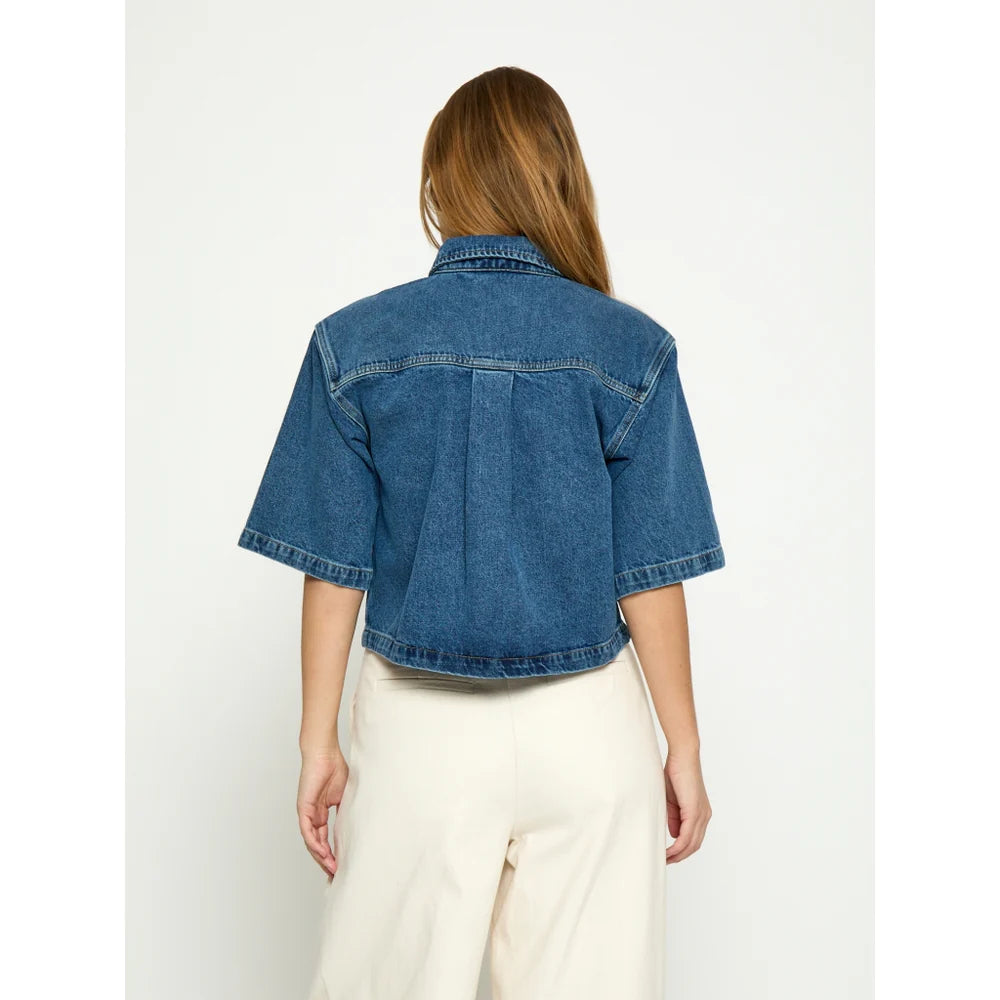 Kaddi Cropped Shirt - Mid Blue