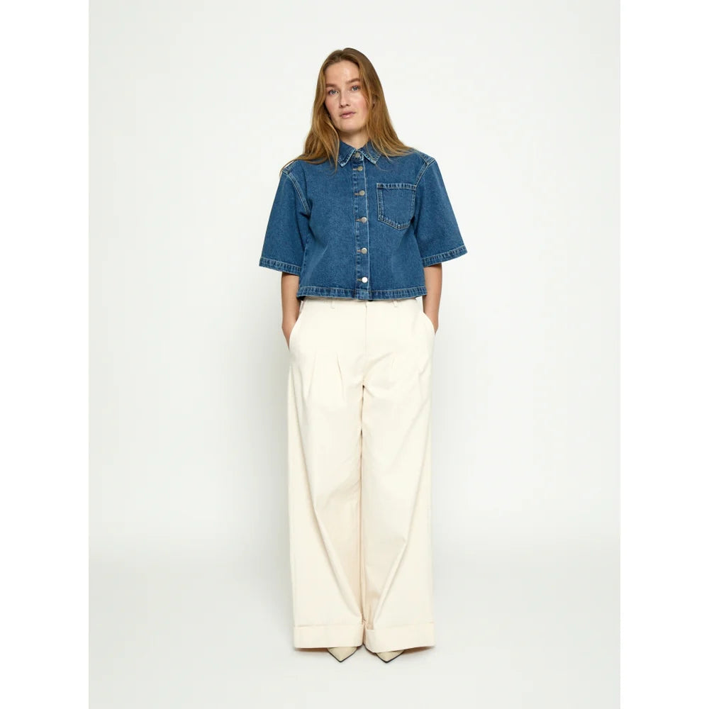 Kaddi Cropped Shirt - Mid Blue