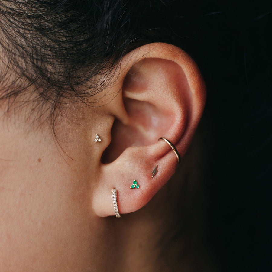 Everyday Little Lightning Bolt Earring - Yellow Gold