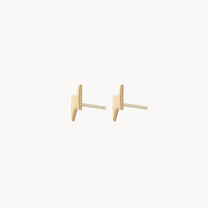 Everyday Little Lightning Bolt Earring - Yellow Gold