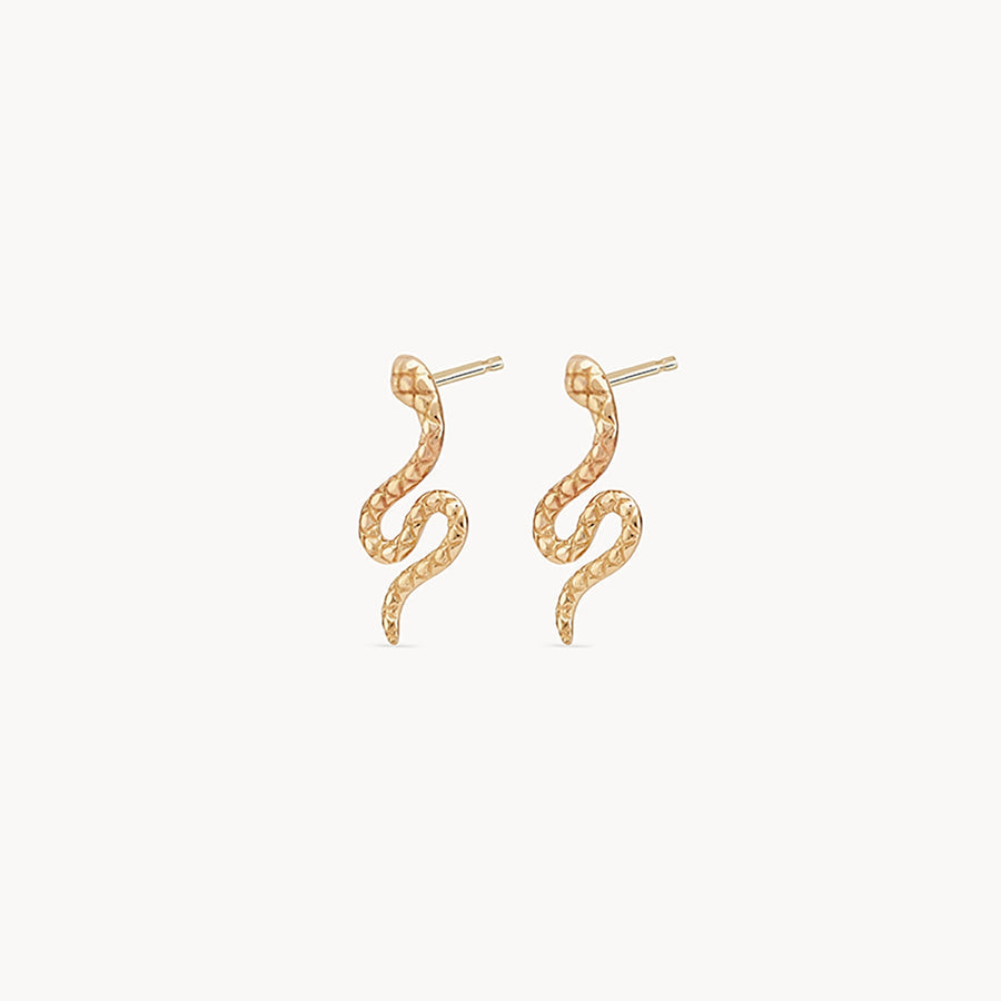 Revival Snake Dainty Snake Earrings - Yellow Gold