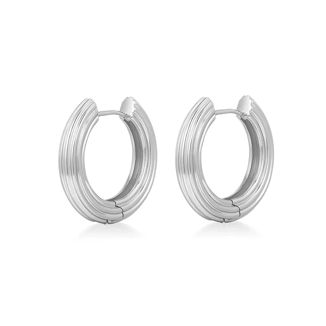 The Ridged Amalfi Hoop - Silver