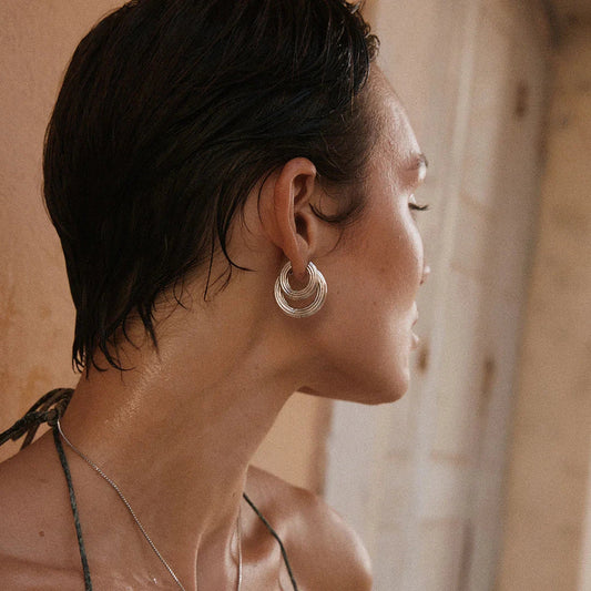 The Ridged Amalfi Hoop - Silver