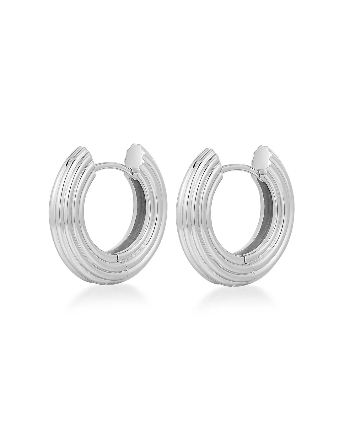 The Mini Ridged Amalfi Hoops - Silver
