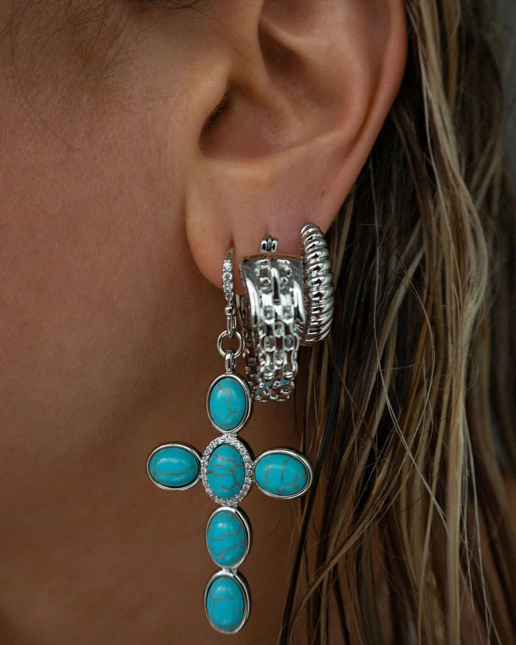 Ridged Marbella Hoops - Silver