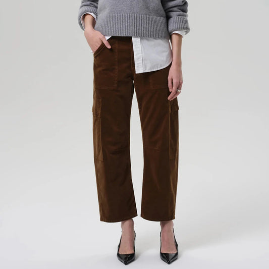 Marcelle Low Slung Corduroy Cargo - Manuka
