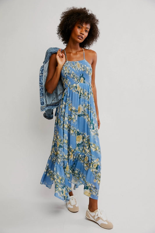 Heat Wave Printed Maxi - Allure Blue