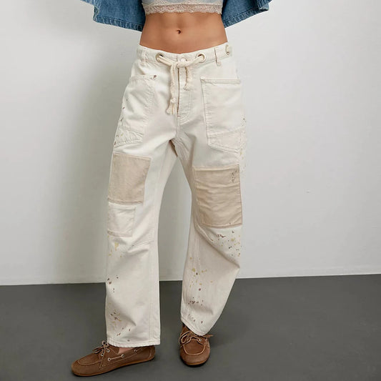 Moxie Pull-On Barrel Jeans - White
