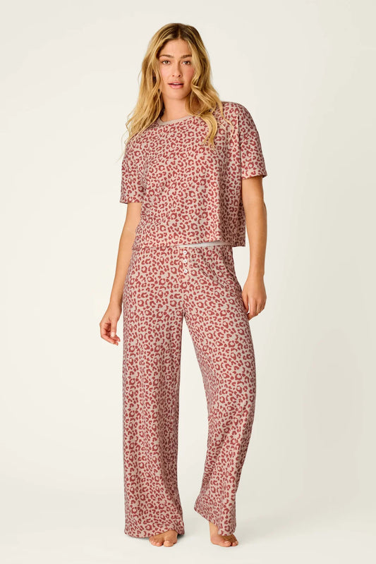 Boyfriend Leopard PJ Set - Dark Wine