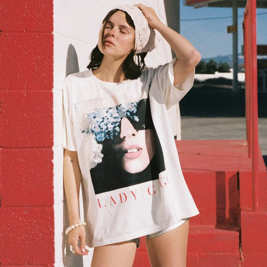 Lady Gaga The Fame Merch Tee - Vintage White