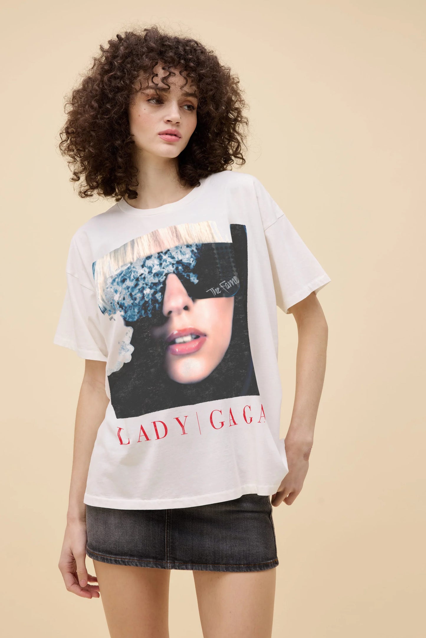 Lady Gaga The Fame Merch Tee - Vintage White