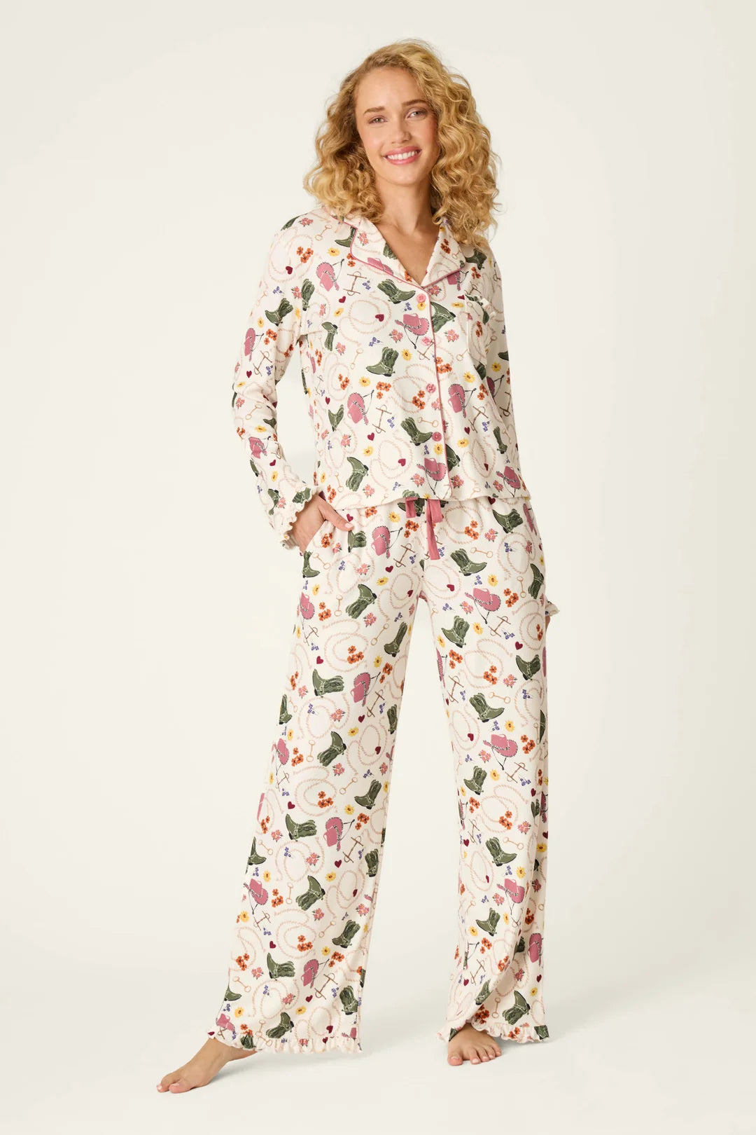 Saddle Up PJ Set - Nude