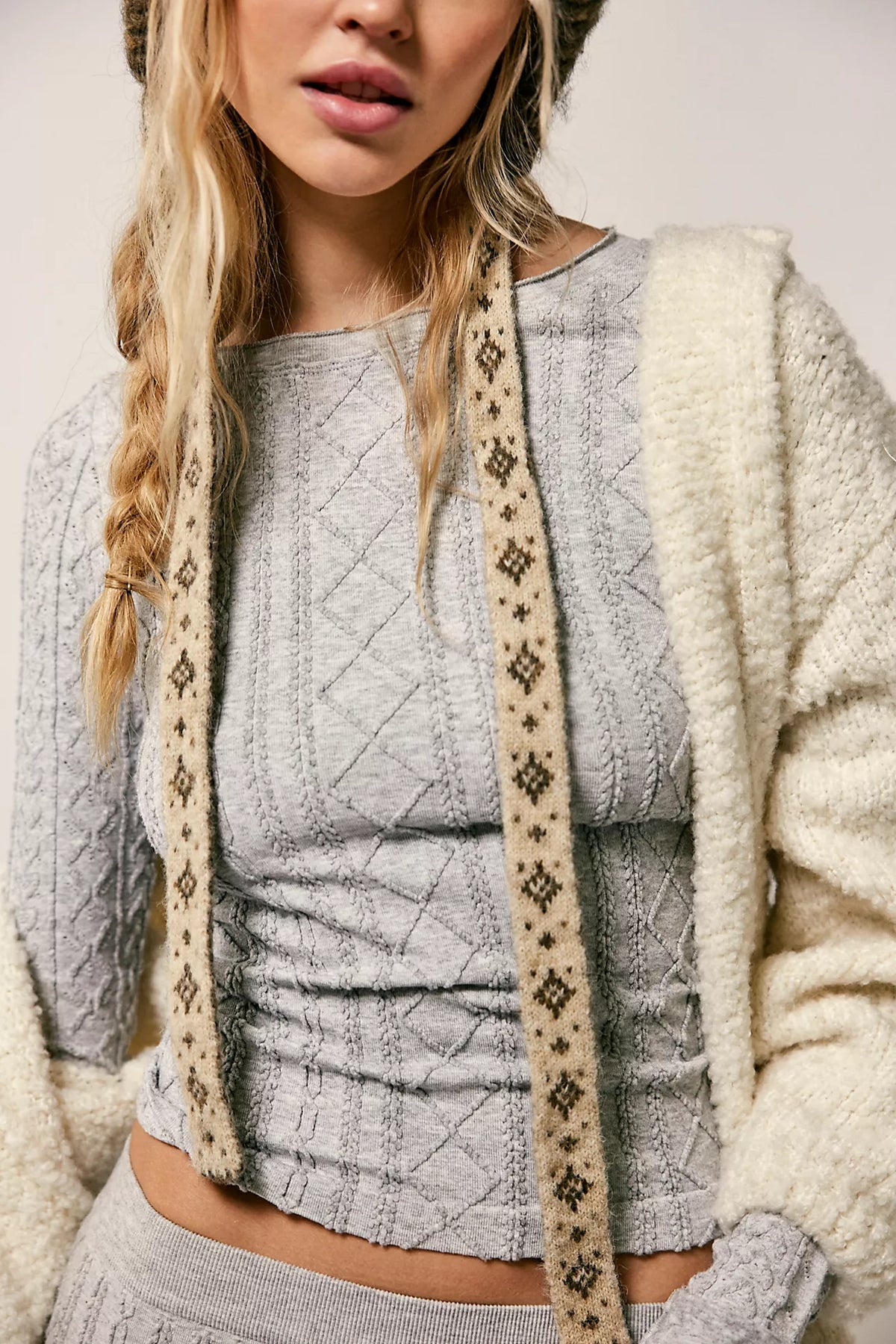 So Soft Modal Cable Long Sleeve - Heather Grey