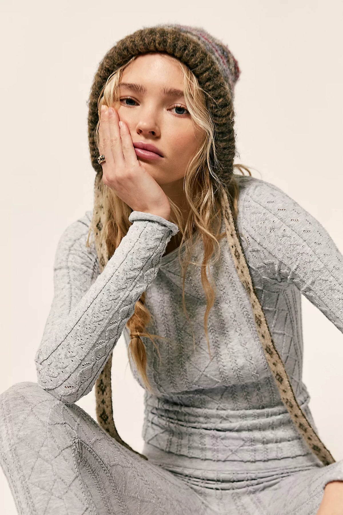 So Soft Modal Cable Long Sleeve - Heather Grey