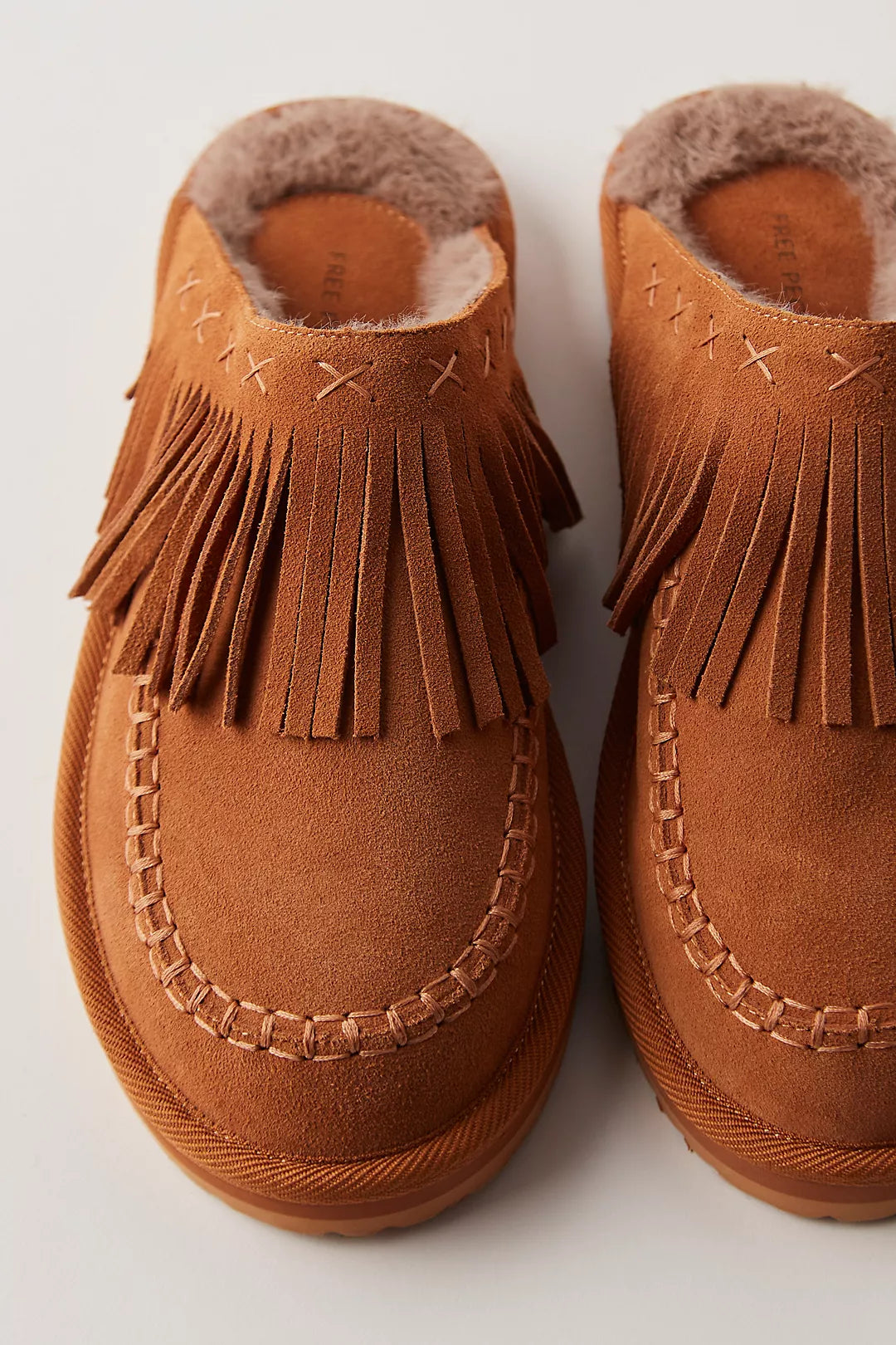 Fallon Fringe Mules - Toffee Suede