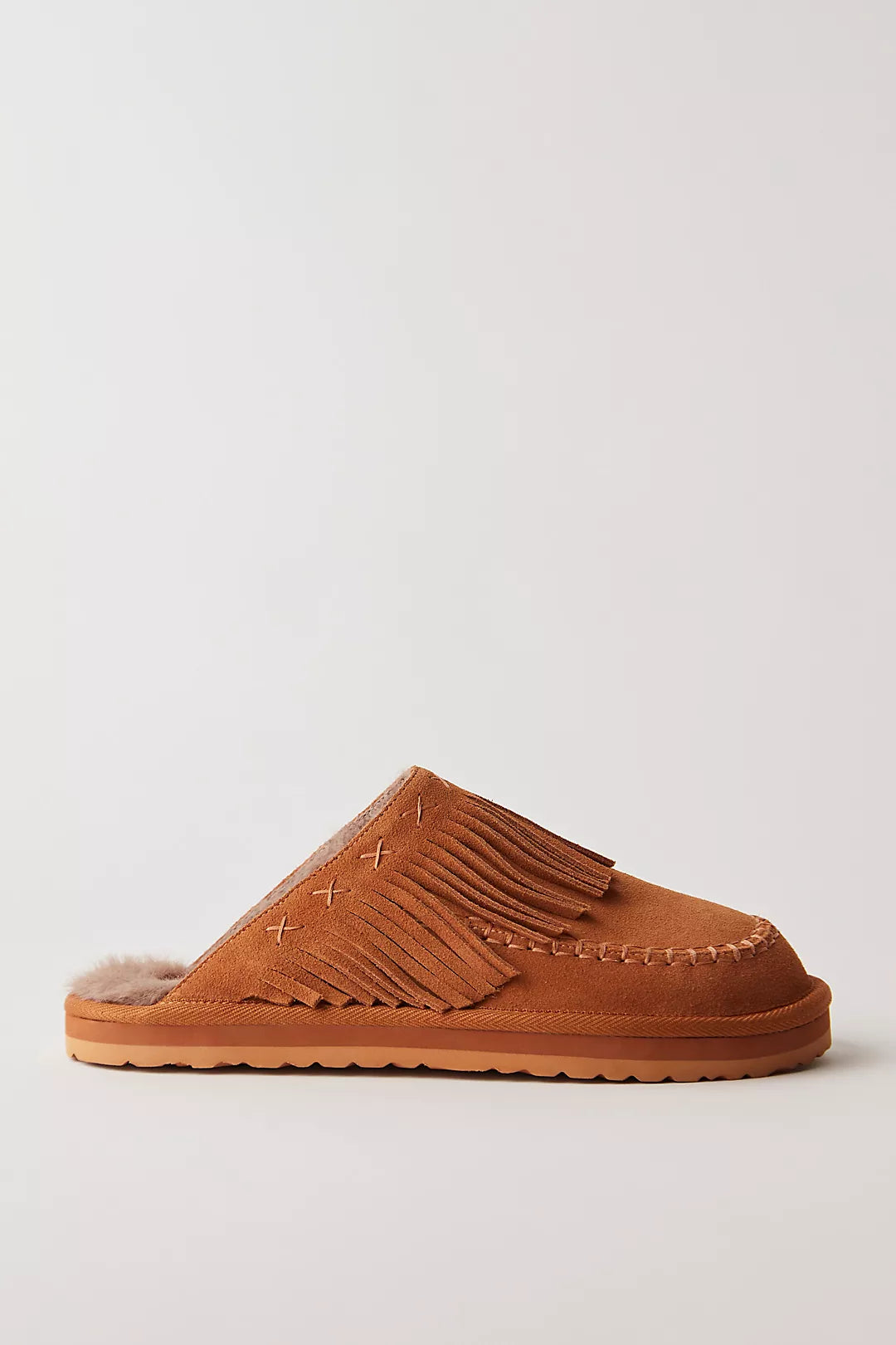 Fallon Fringe Mules - Toffee Suede