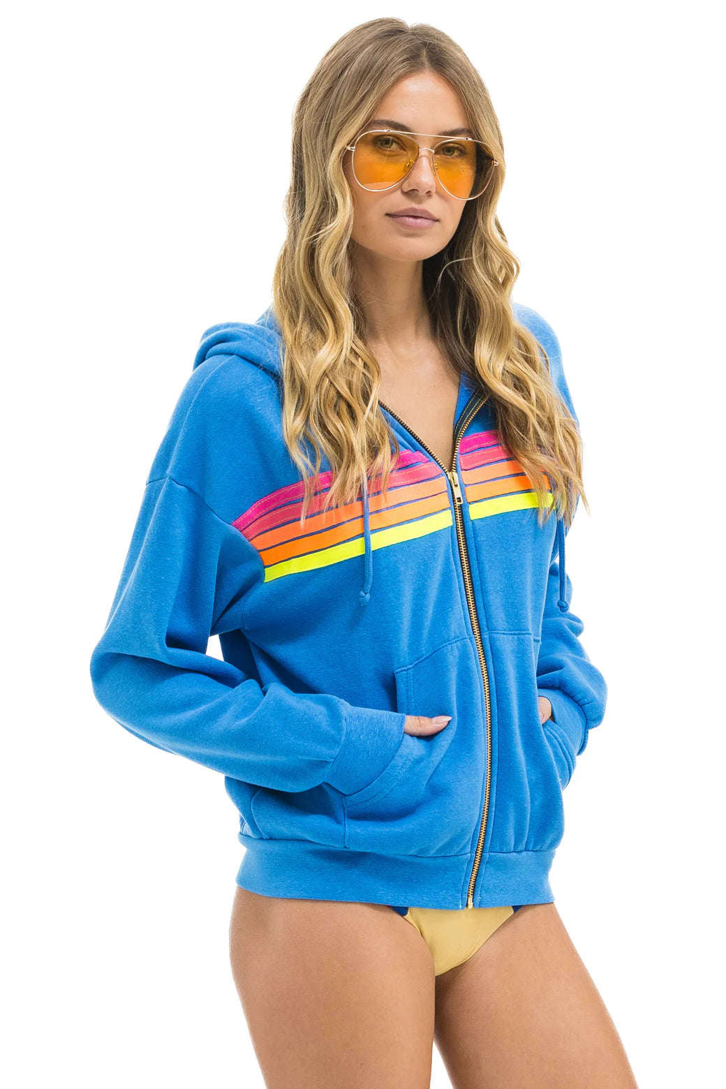 5 Stripe Hoodie - Cobalt / Neon