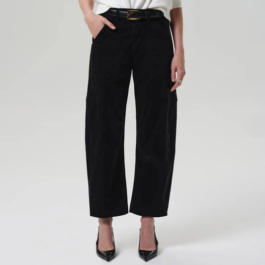 Marcelle Low Slung Corduroy Cargo - Charcoal