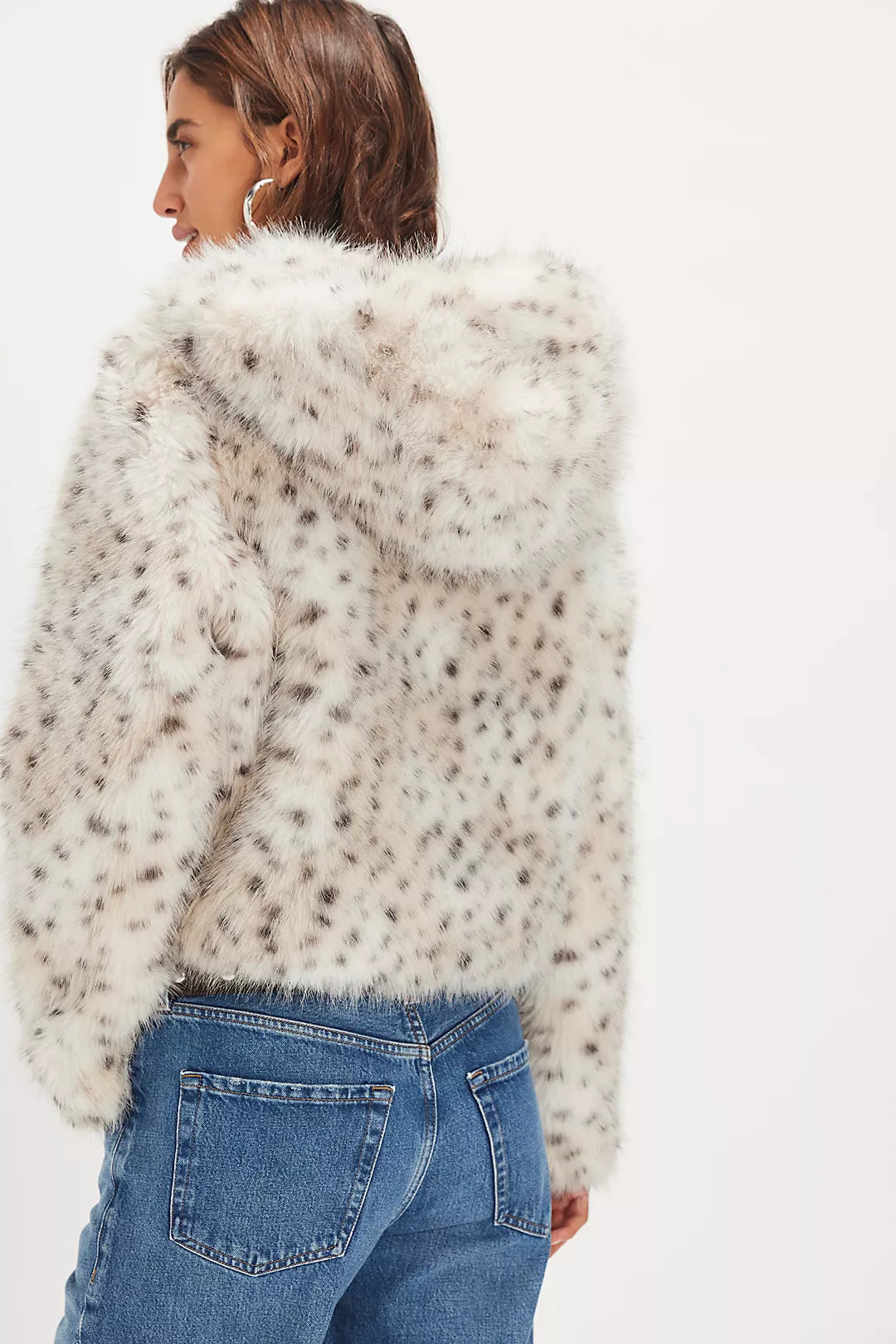 Louder Please Hooded Faux Fur Jacket - Snow Leopard