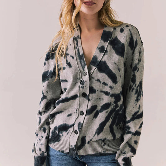 Abstract Tie-Dye Cardigan