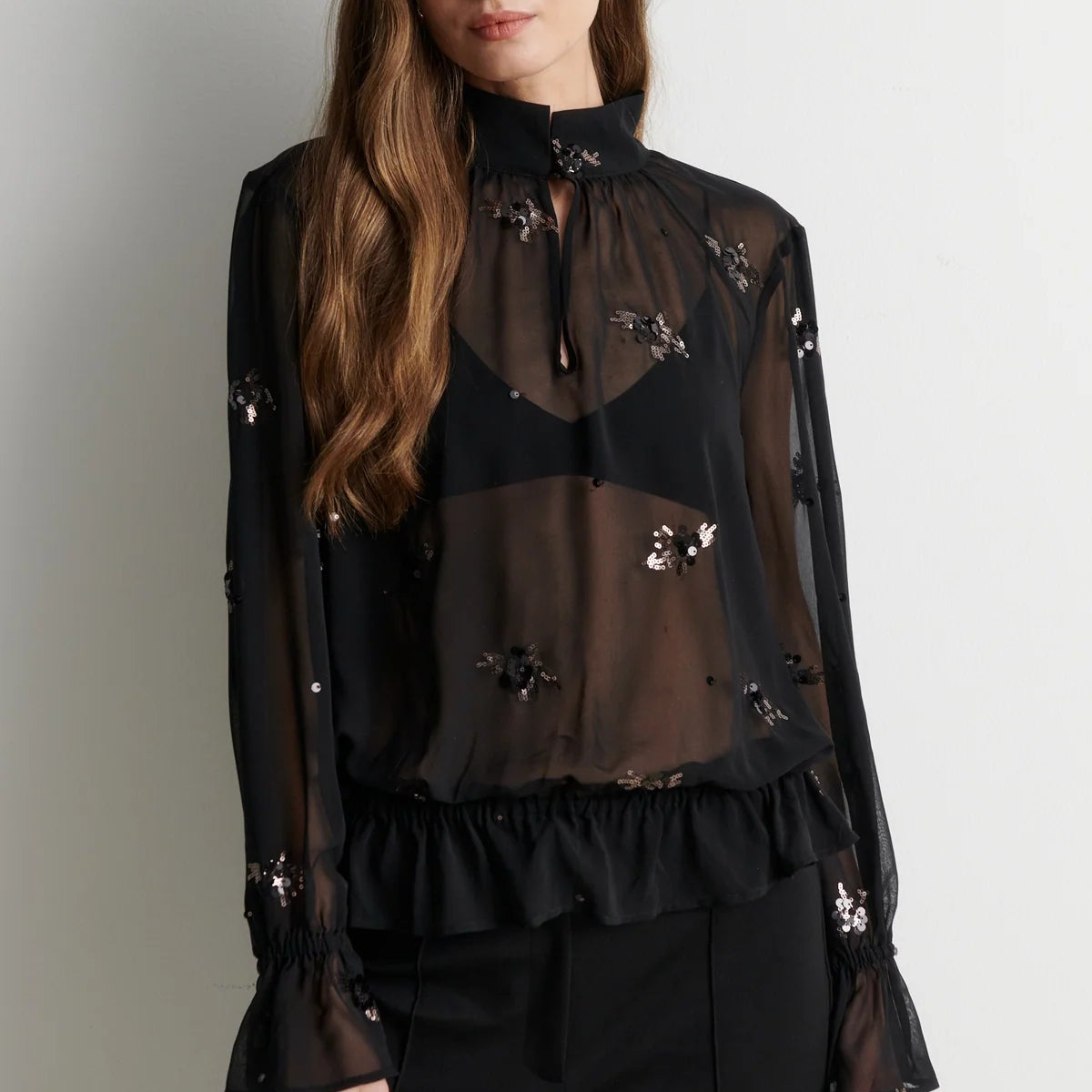 Luma Sequin Blouse - Black