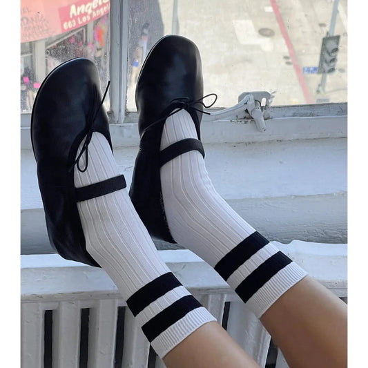 Her Varsity Sock - White / Black