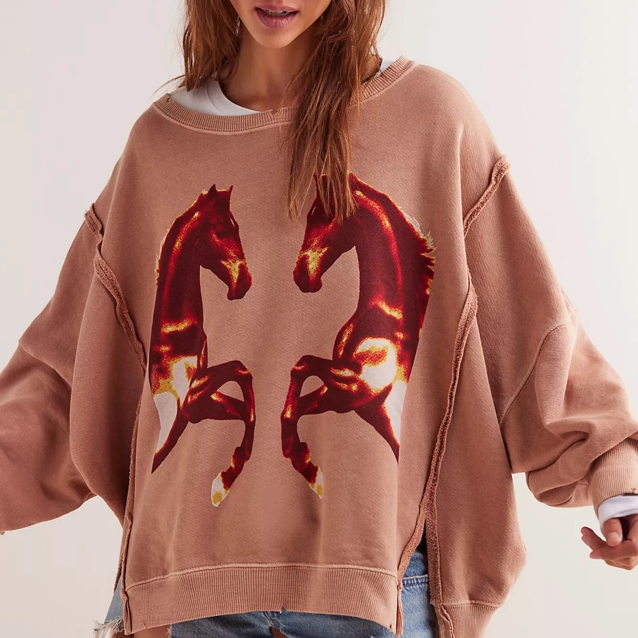 Graphic Camden Pullover - Mirrored Horses