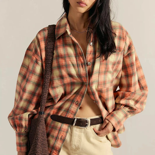 Ashley Plaid Shirt - Sand Plaid Gia