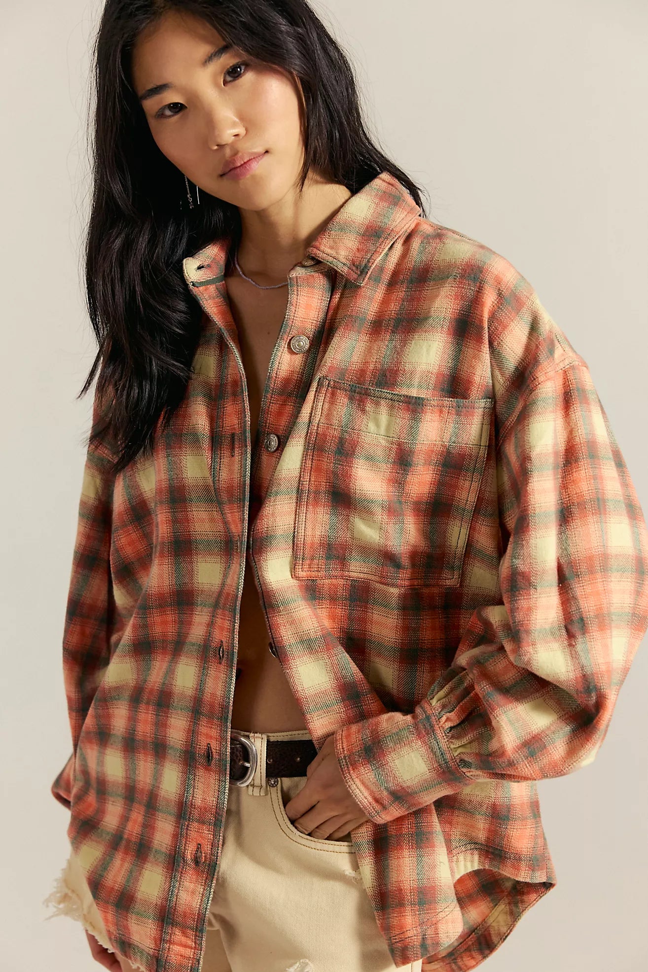 Ashley Plaid Shirt - Sand Plaid Gia
