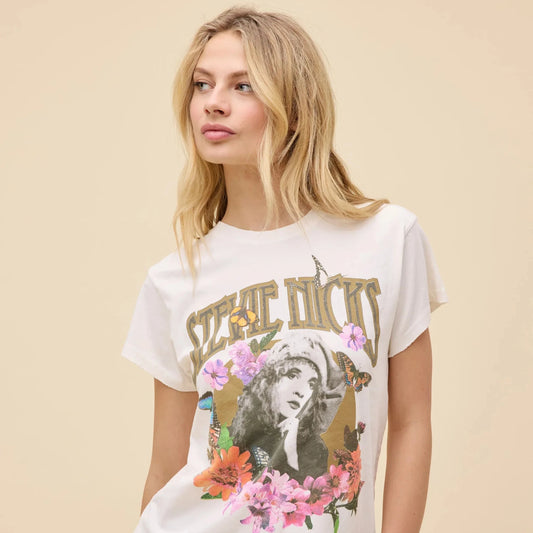 Stevie Nicks Flower Collage Tee - Vintage White