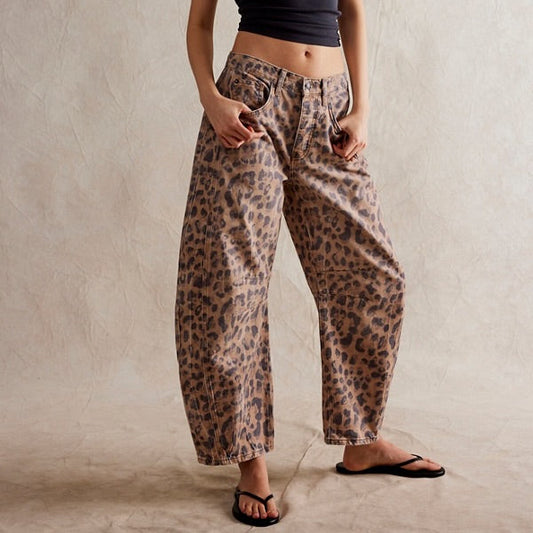 Good Luck Mid-Rise Barrel Jeans - Brown Sugar Combo