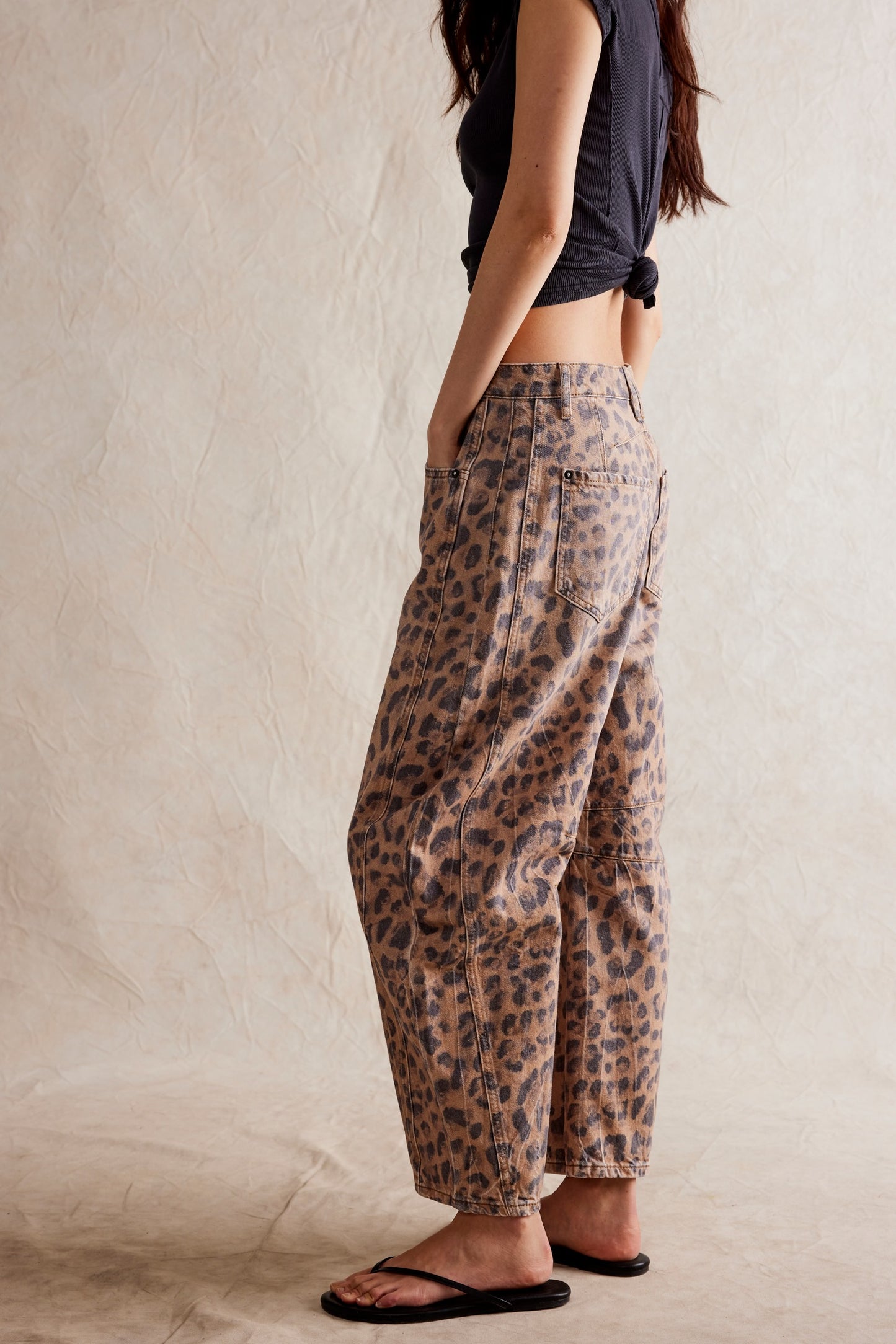 Good Luck Mid-Rise Barrel Jeans - Brown Sugar Combo