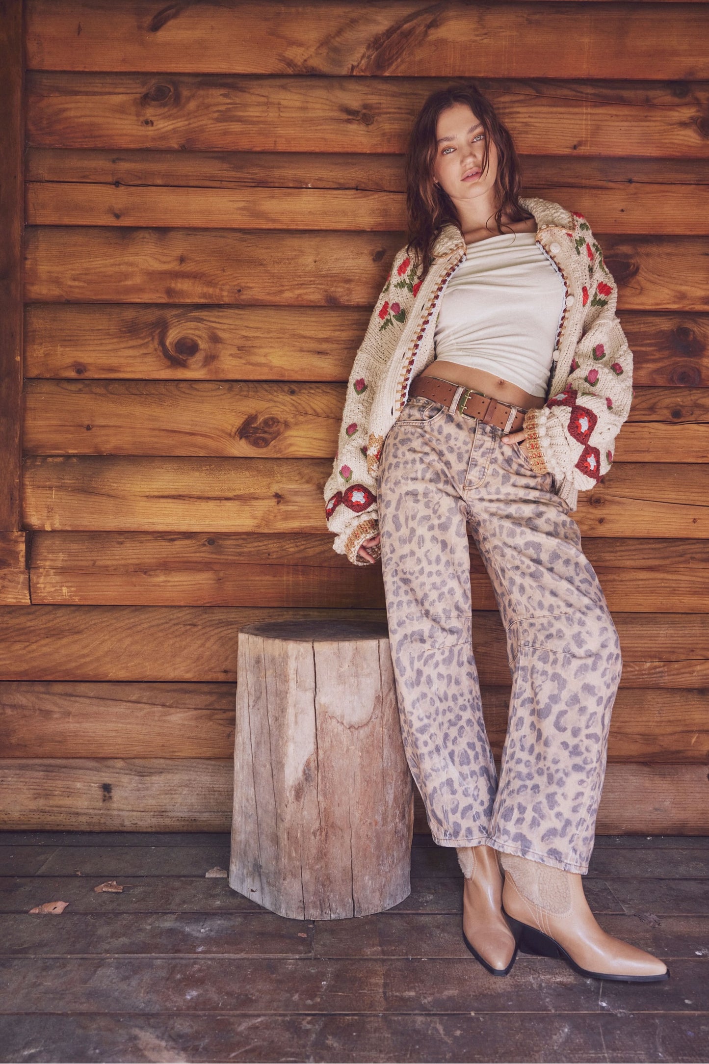 Good Luck Mid-Rise Barrel Jeans - Brown Sugar Combo
