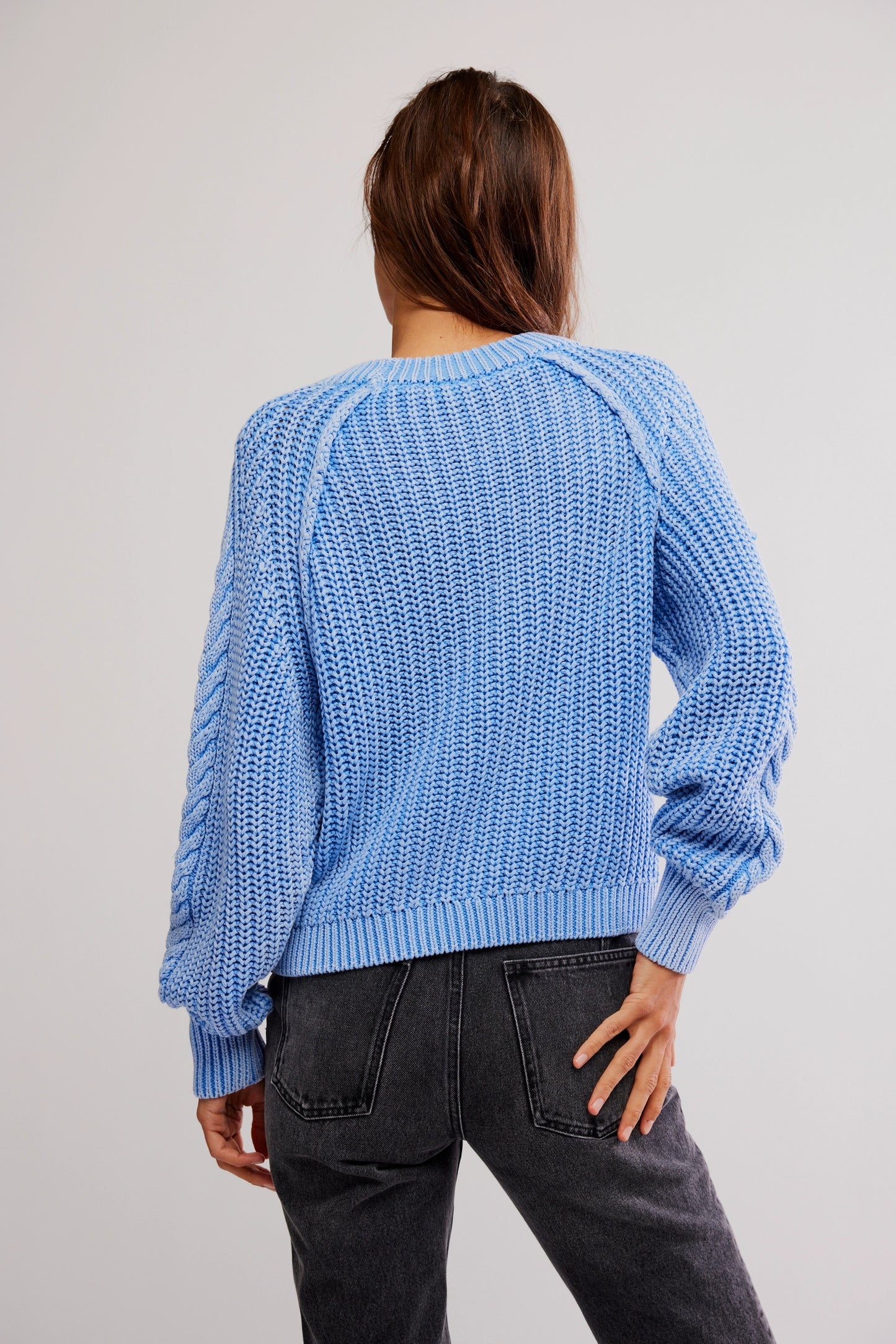 Frankie Cable Sweater - Della Robbia Blue