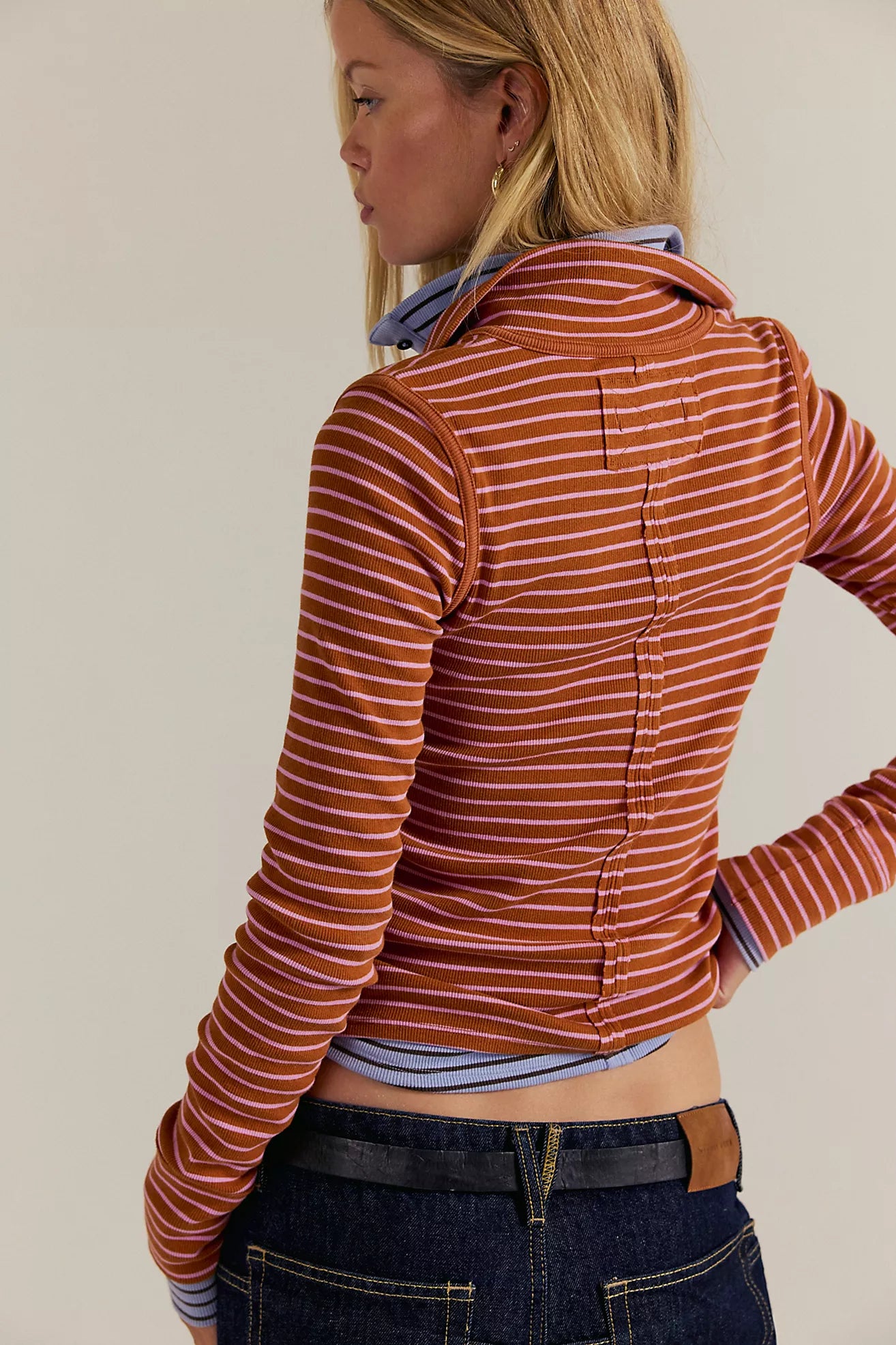 Lake Stripe Henley - Cinnamon Combo