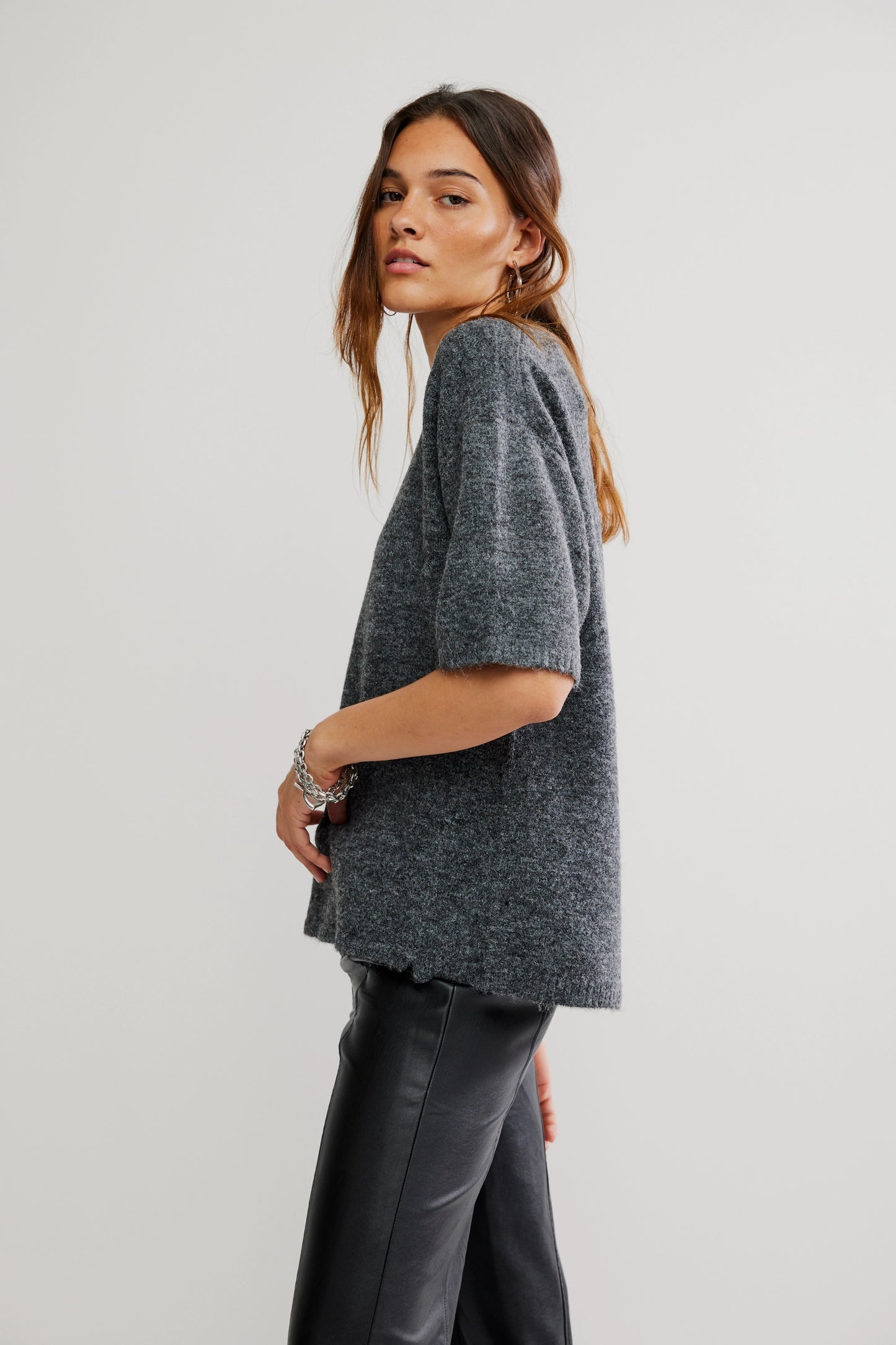 Margot Sweater Tee - Charcoal Heather
